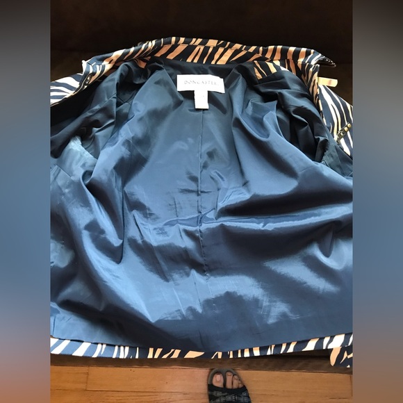 Doncaster Black & Tan Animal Print 4 Gold Metal  Buckle Buttons Wide Sleeves SZ8 - Picture 8 of 14